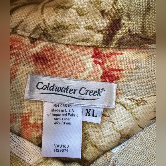 Coldwater Creek Women's XL Vintage USA Floral Tapestry Linen Rayon Buttons - Picture 7 of 10